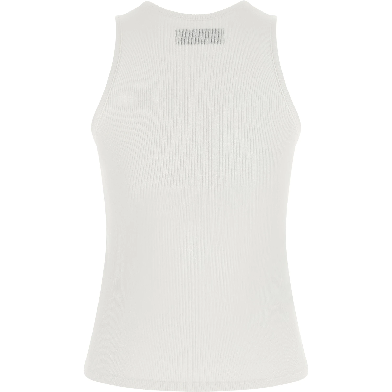White Cotton Sleeveles T-Shirt