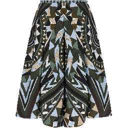 Multicolor Silk Midi Skirt