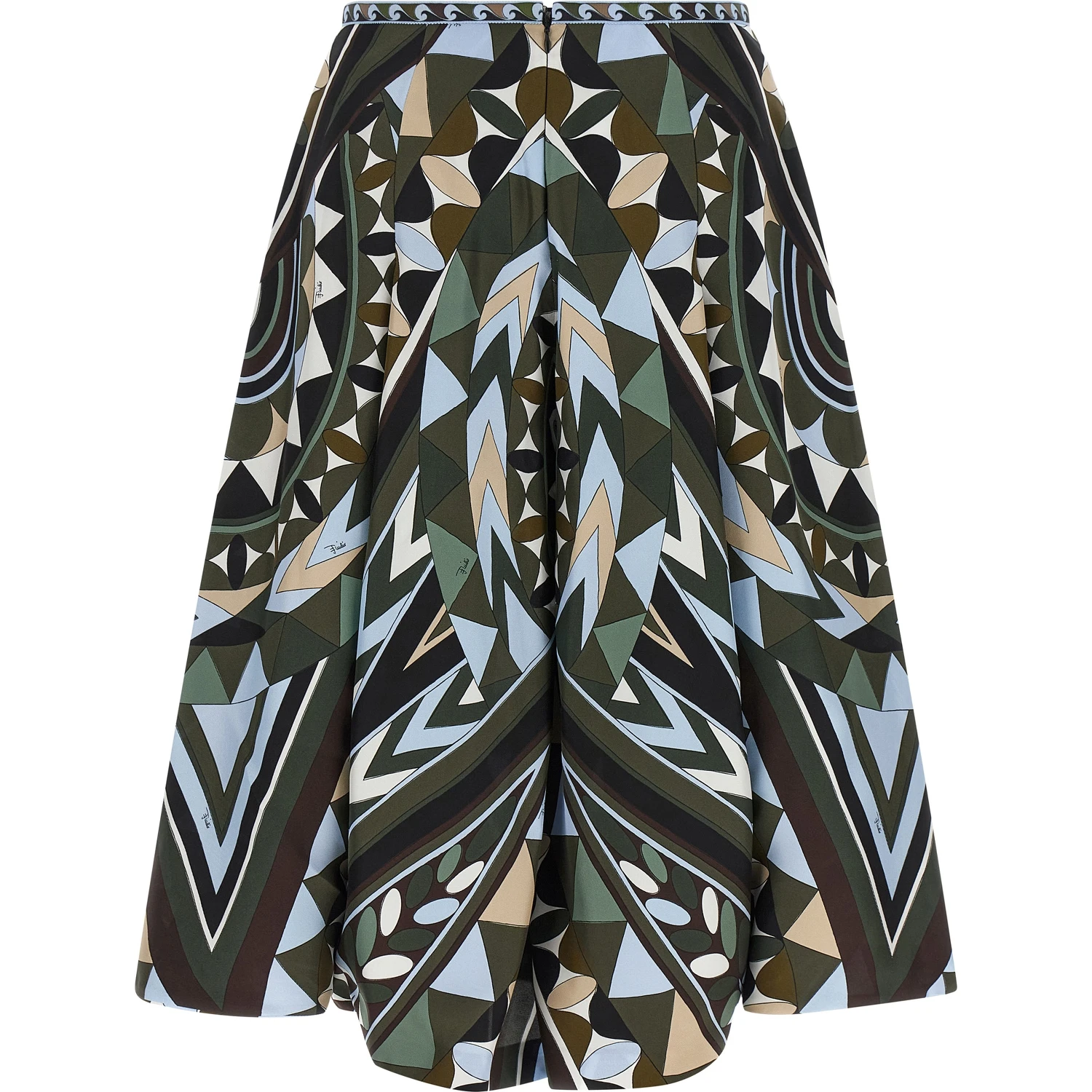 Multicolor Silk Midi Skirt