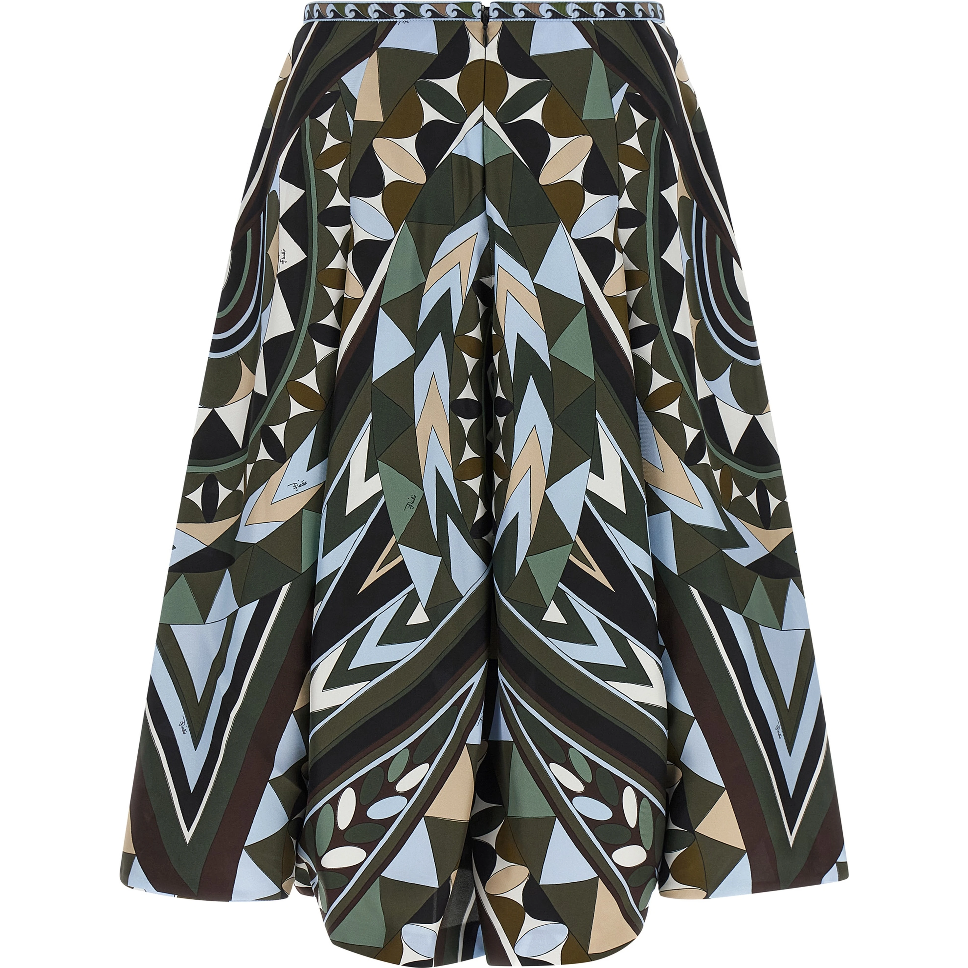 Multicolor Silk Midi Skirt
