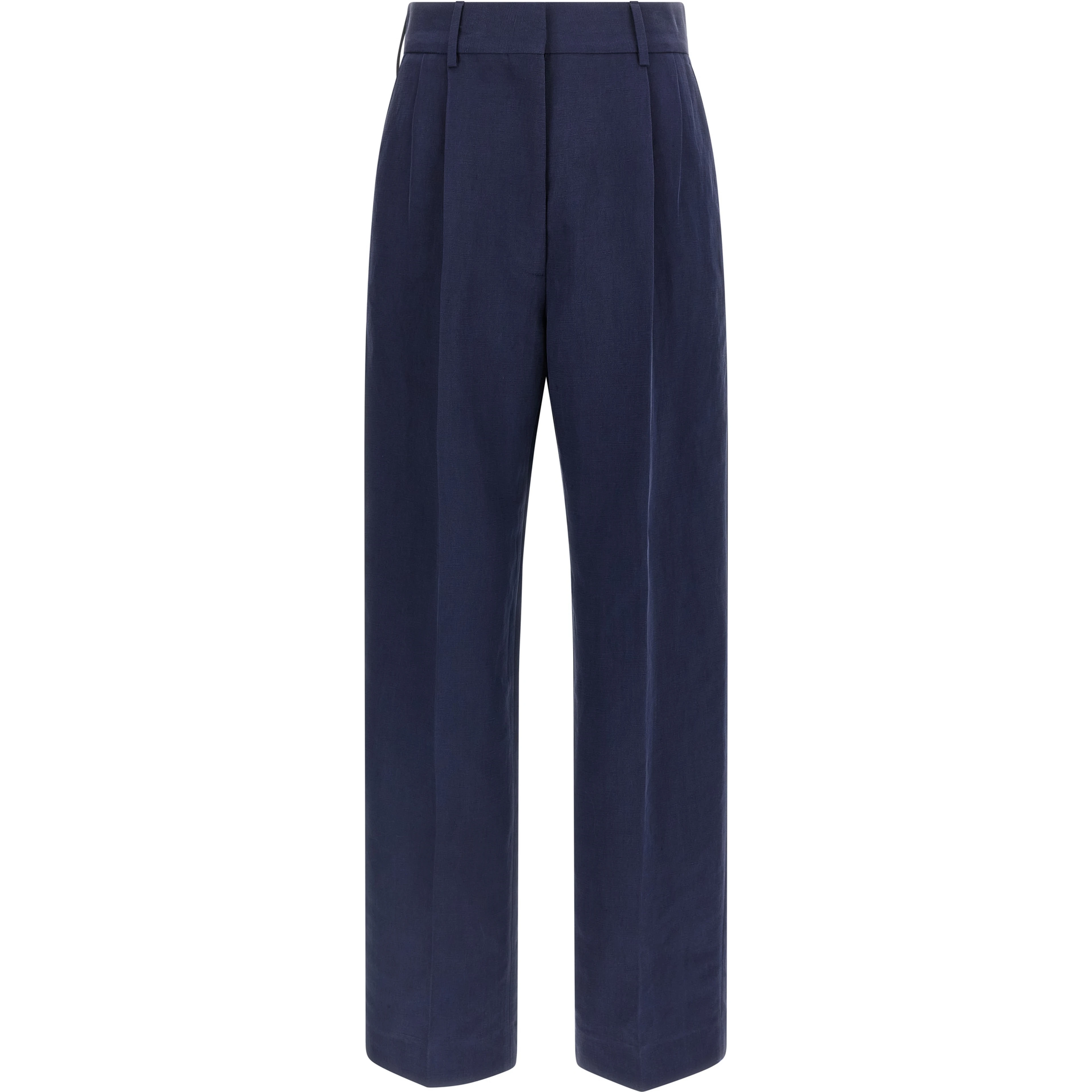 Blue Linen Casual Pants
