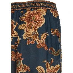 Multicolor Silk Casual Pants