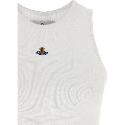 White Cotton Sleeveles T-Shirt