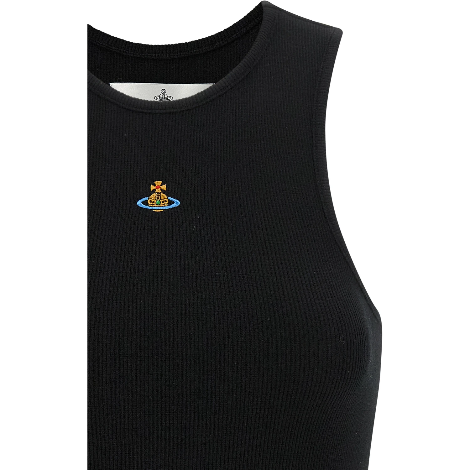 Black Cotton Sleeveles T-Shirt