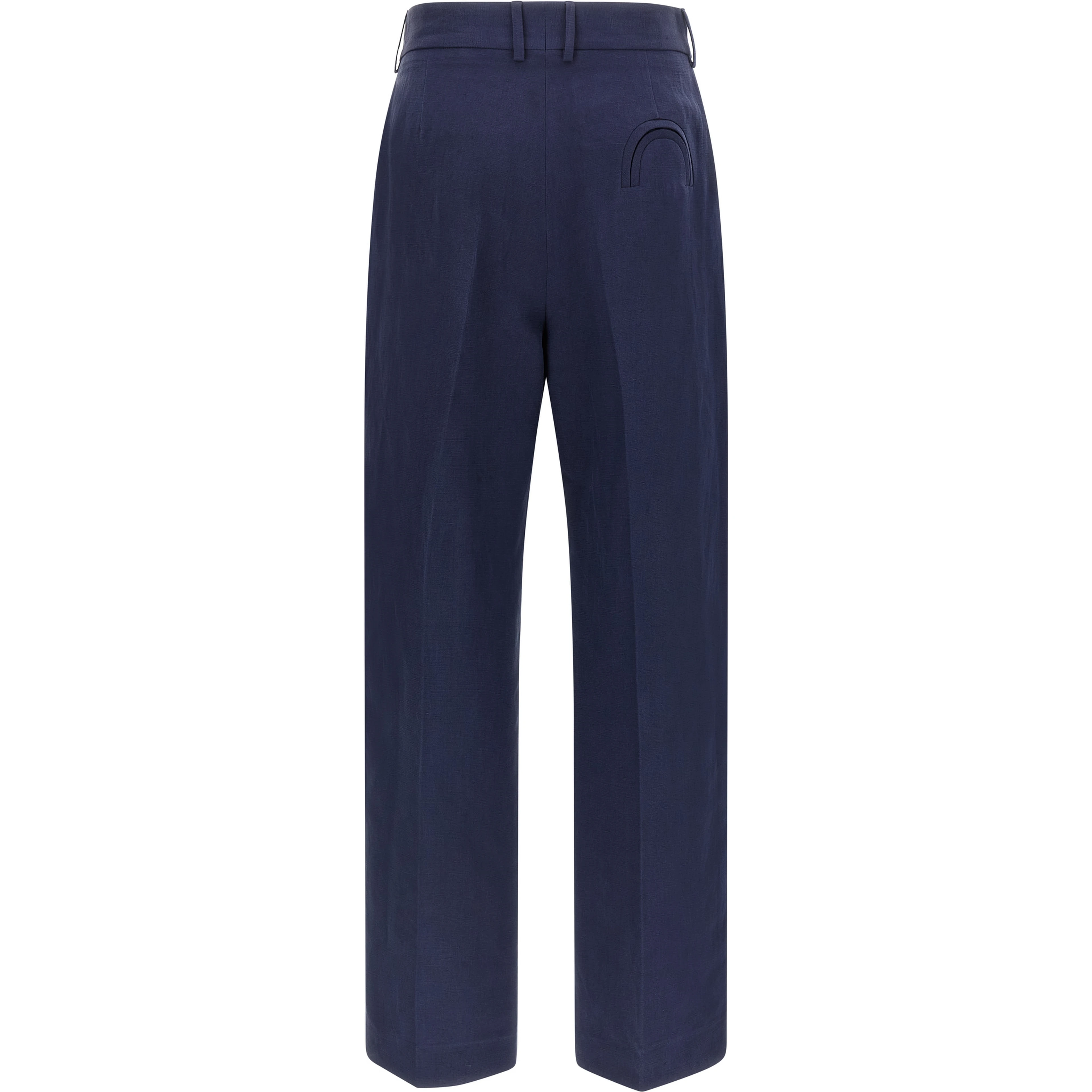 Blue Linen Casual Pants