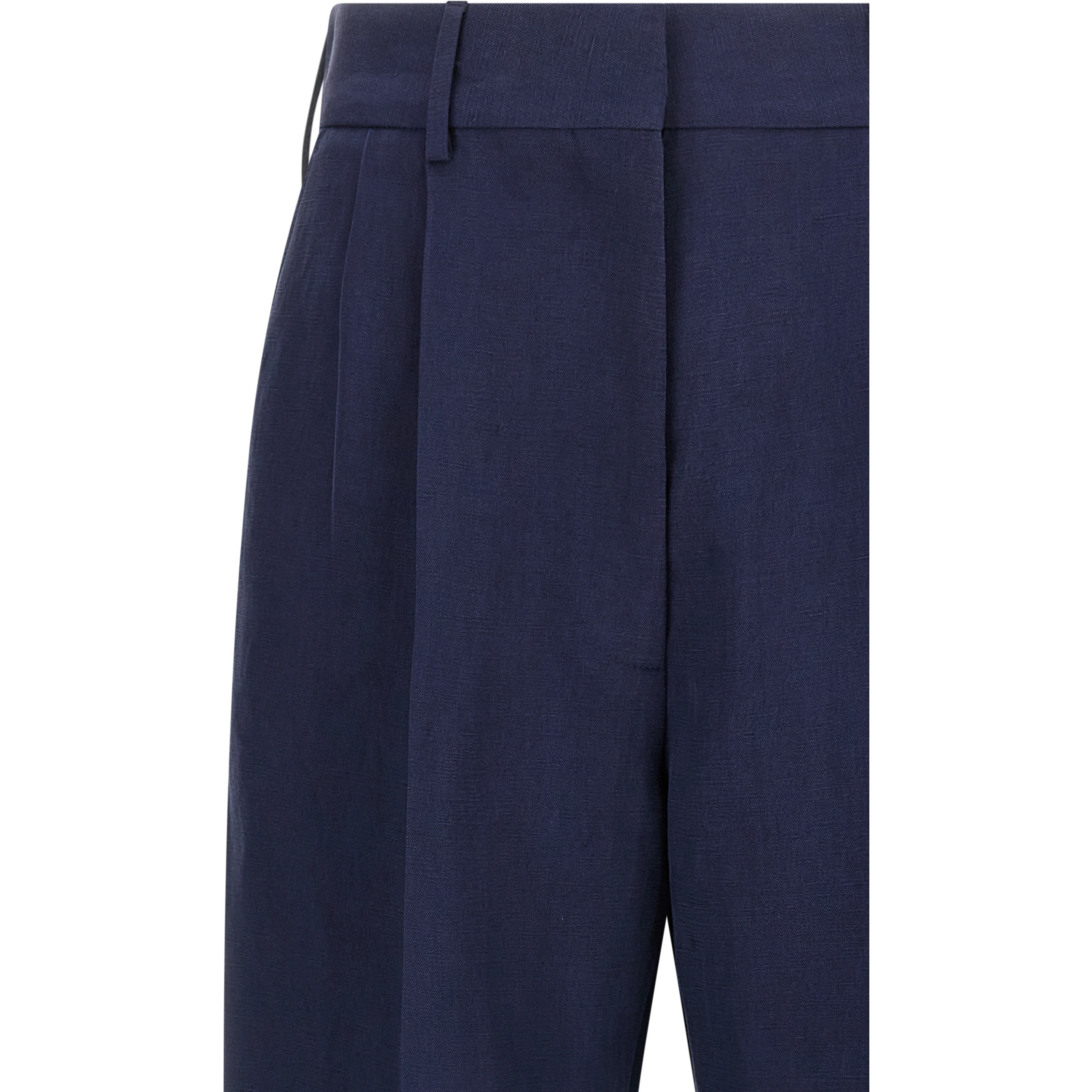Blue Linen Casual Pants