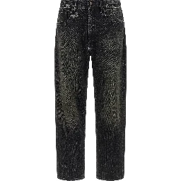 Black Cotton Straight-Leg Jeans