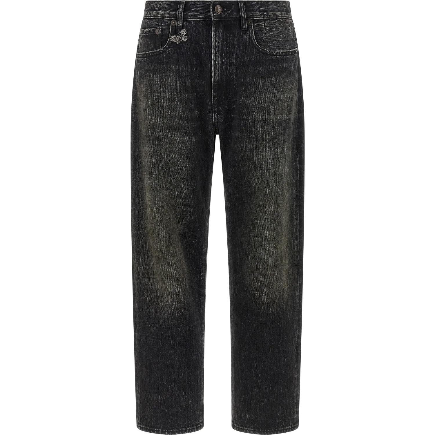 Black Cotton Straight-Leg Jeans