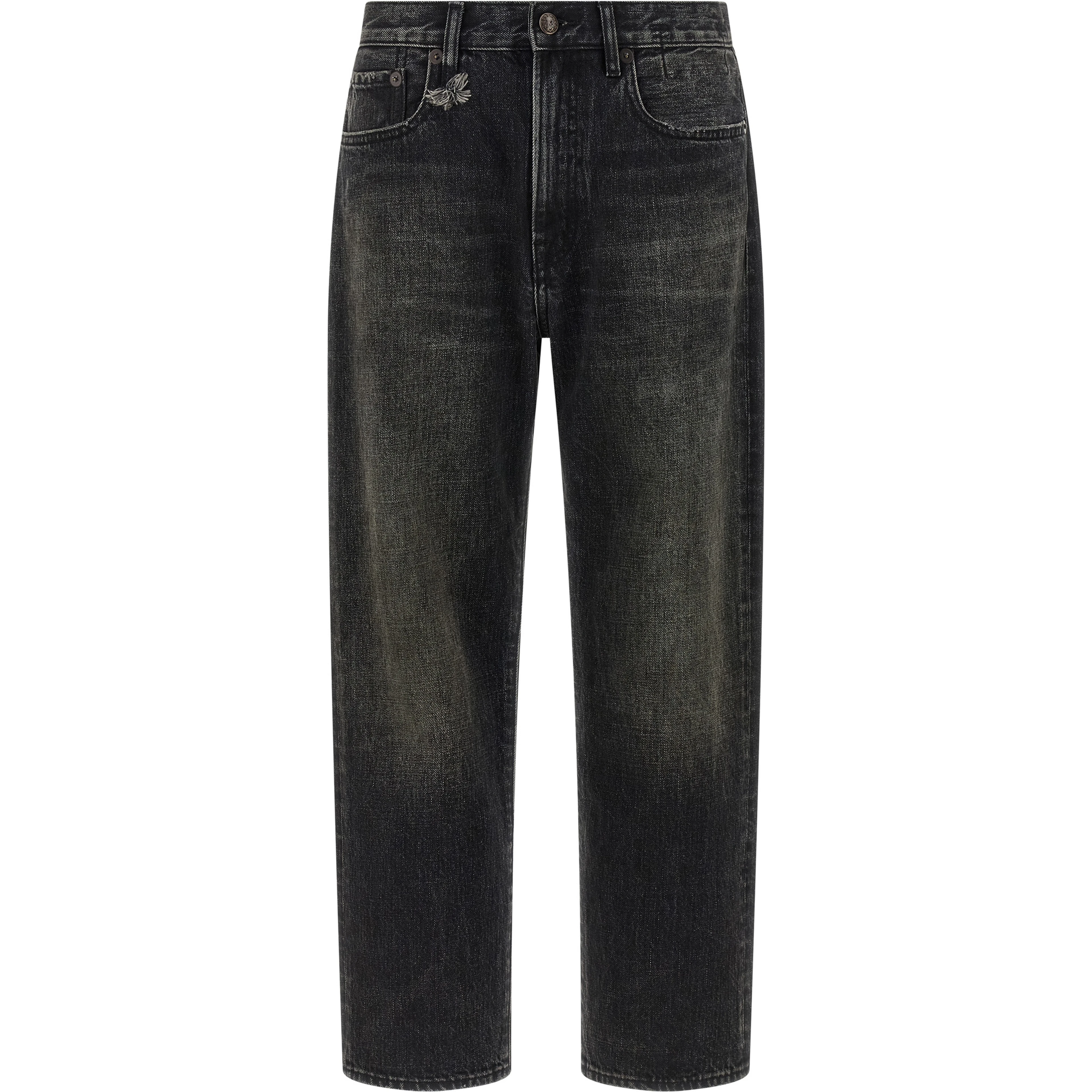 Black Cotton Straight-Leg Jeans