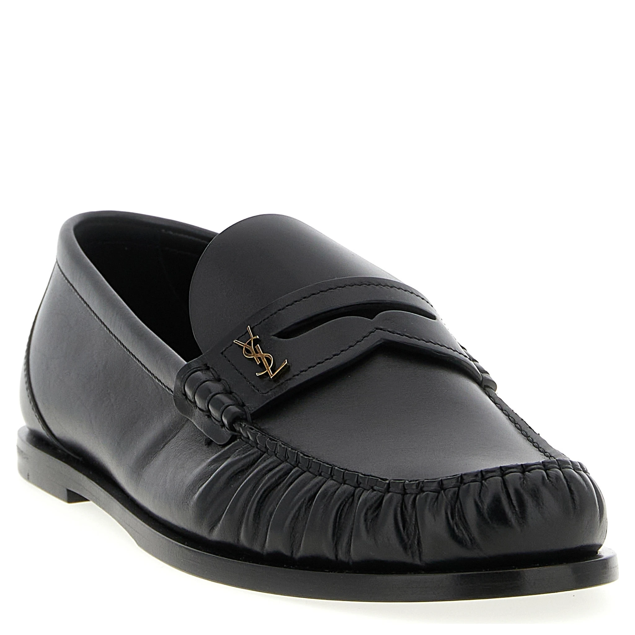 Black Calfskin Slip-On Loafers