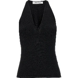 Black Viscose Sleeveles T-Shirt