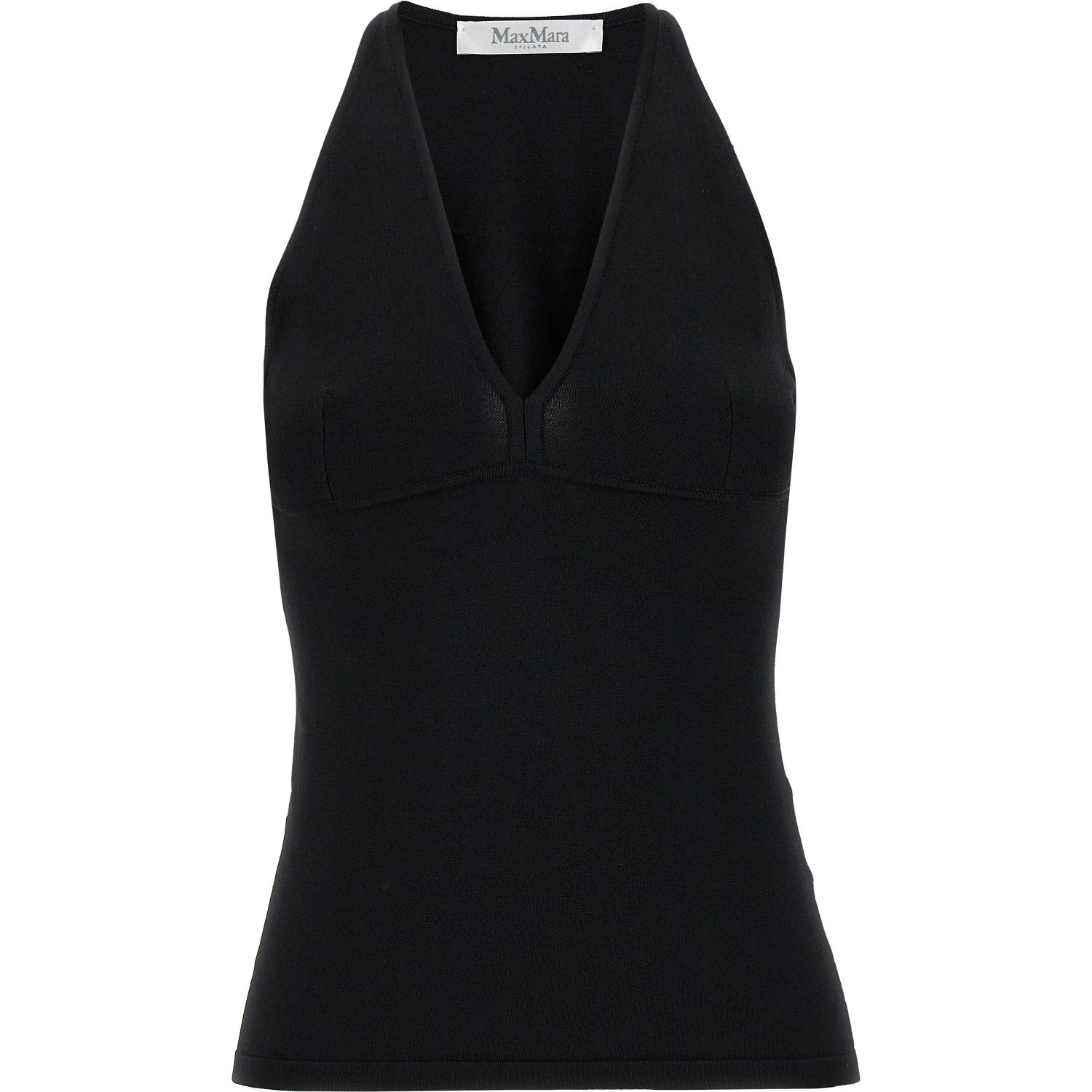 Black Viscose Sleeveles T-Shirt