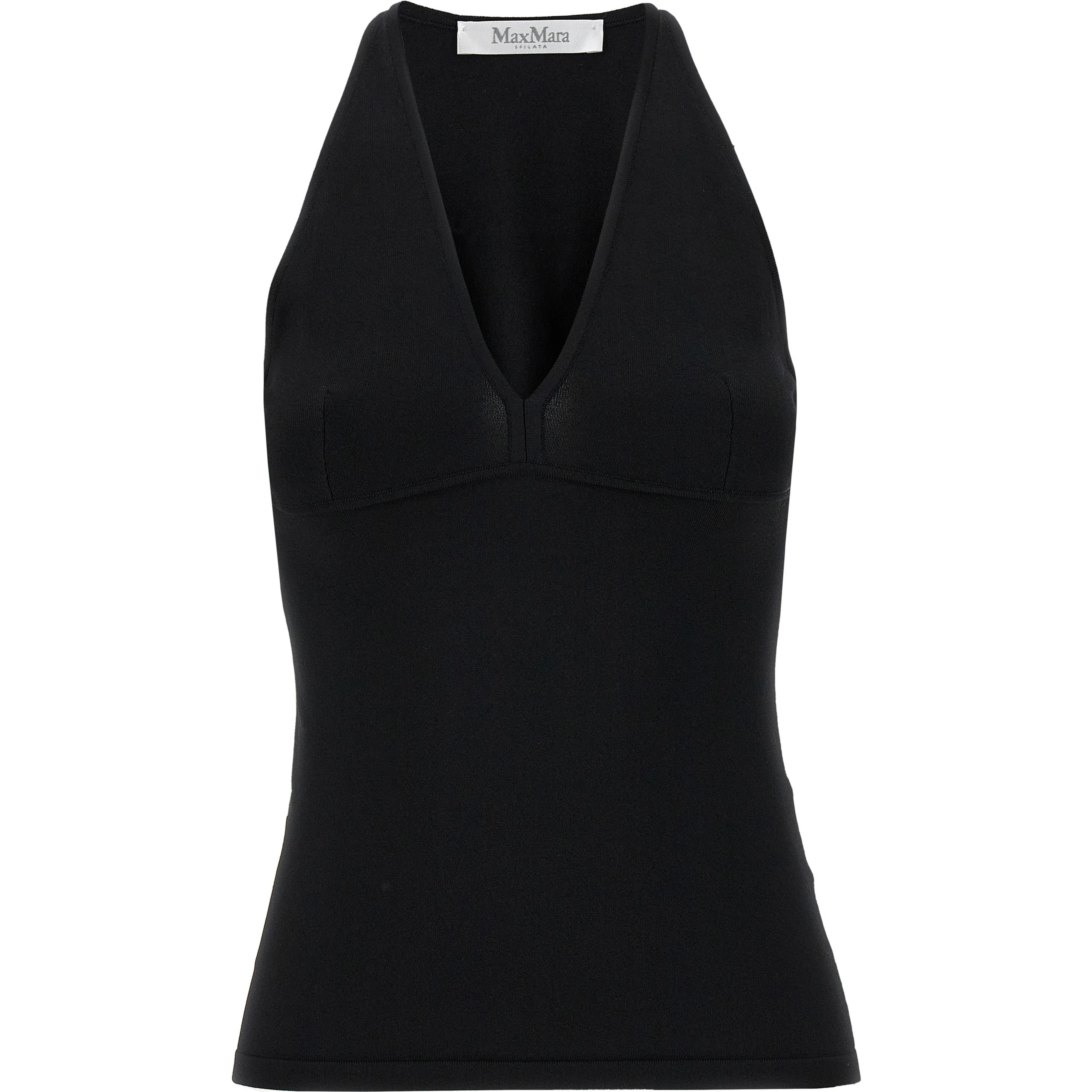 Black Viscose Sleeveles T-Shirt