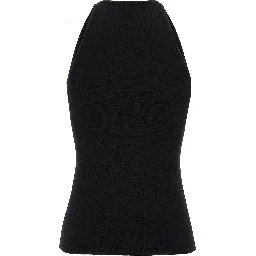 Black Viscose Sleeveles T-Shirt