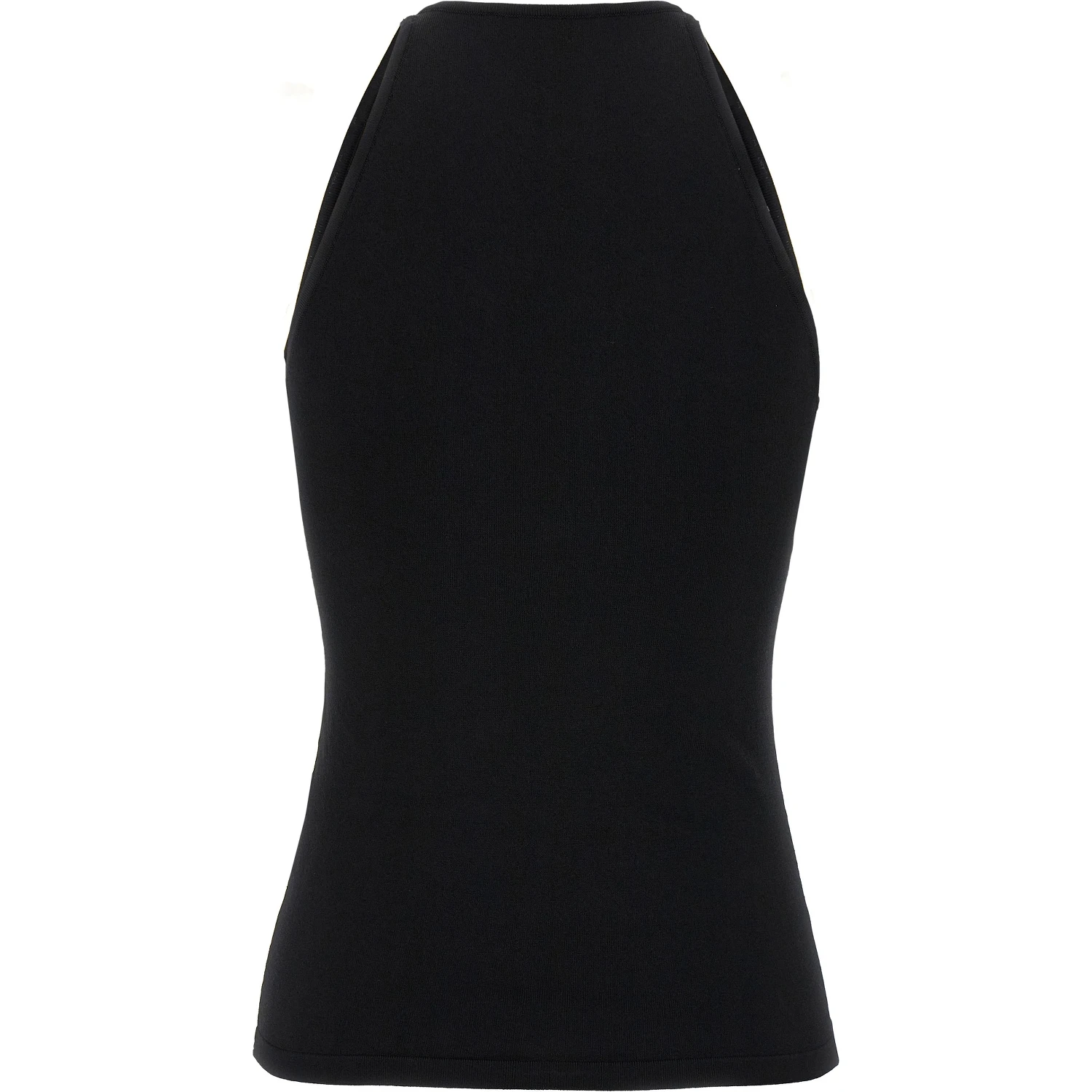 Black Viscose Sleeveles T-Shirt