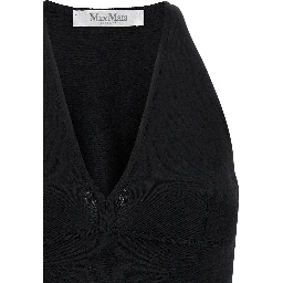 Black Viscose Sleeveles T-Shirt