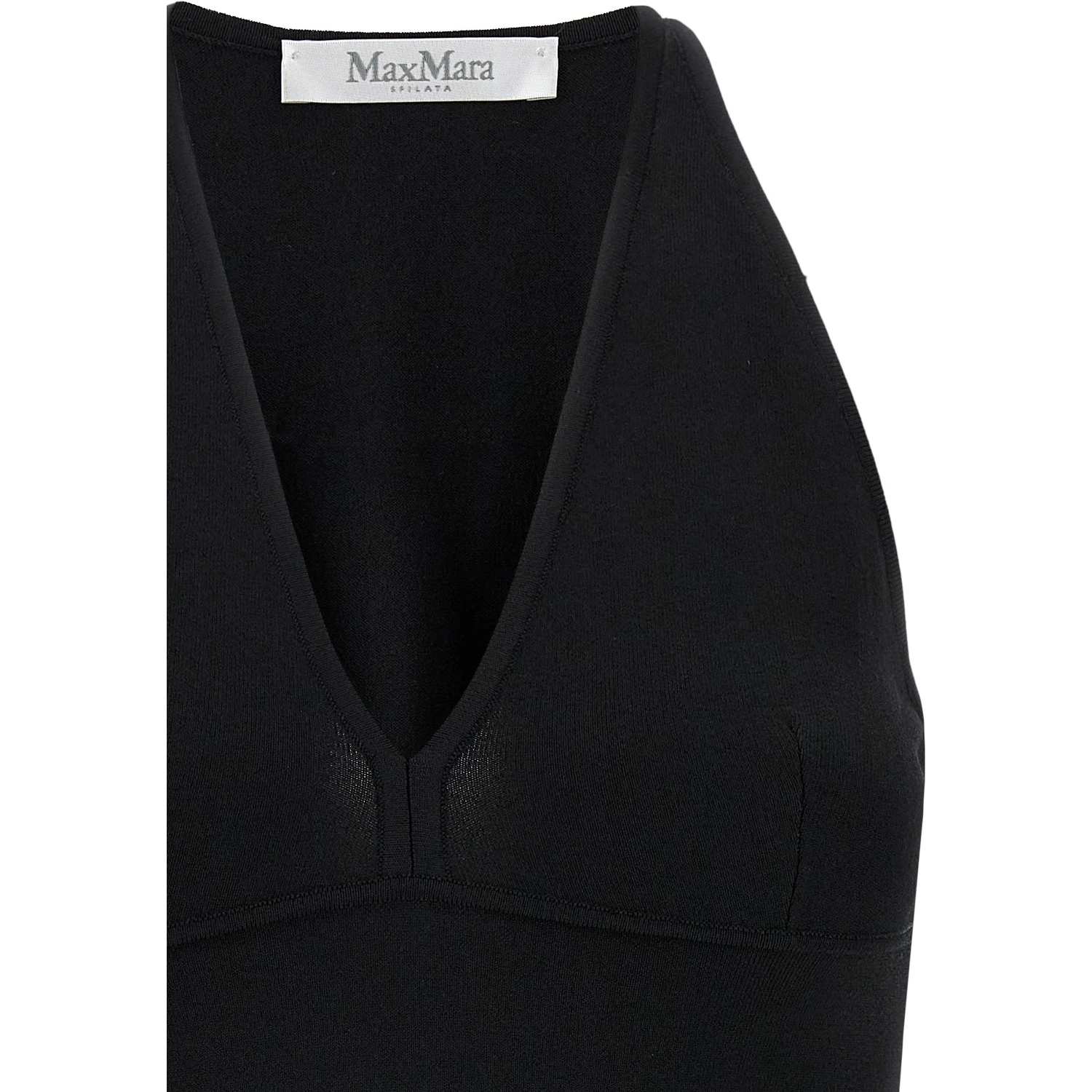 Black Viscose Sleeveles T-Shirt