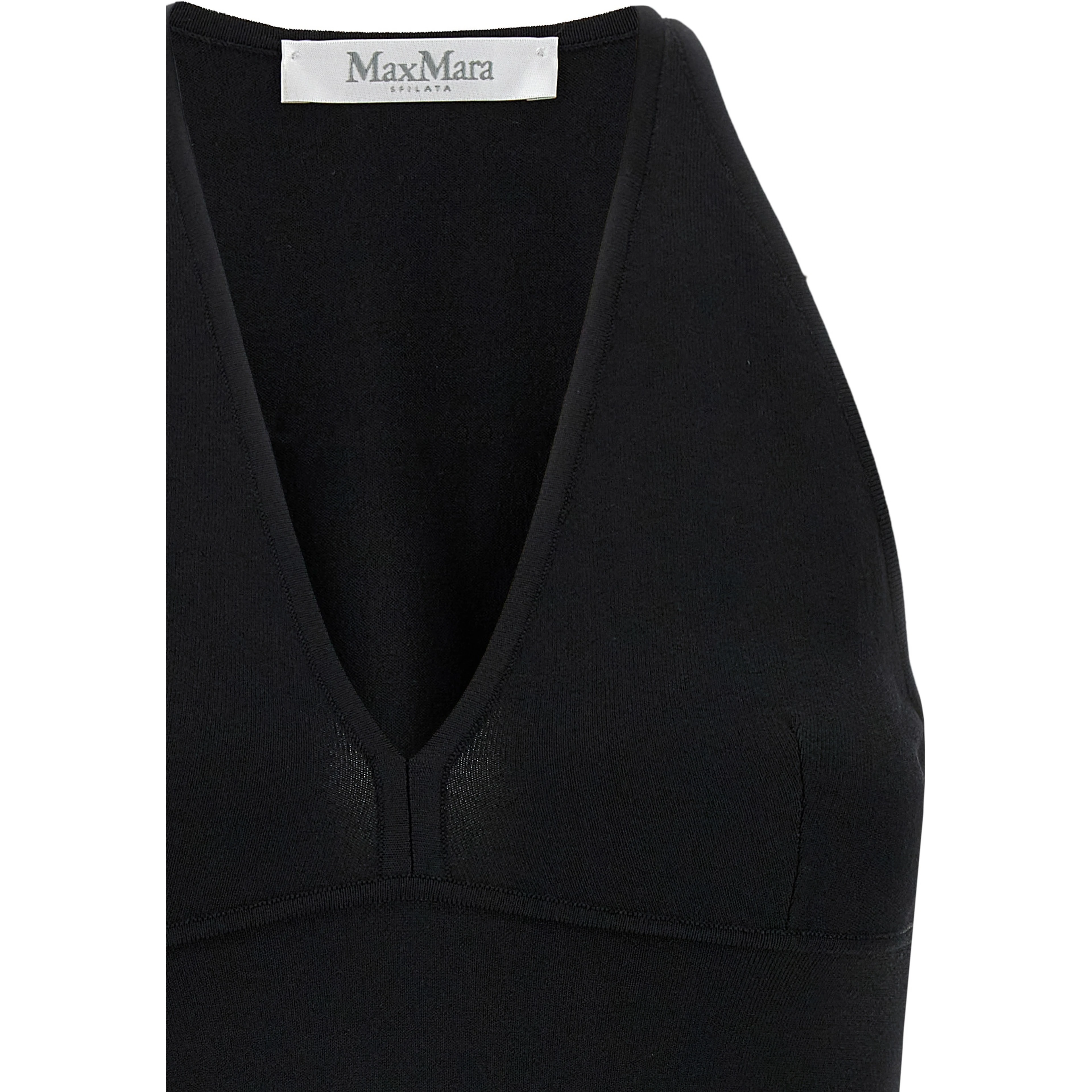 Black Viscose Sleeveles T-Shirt