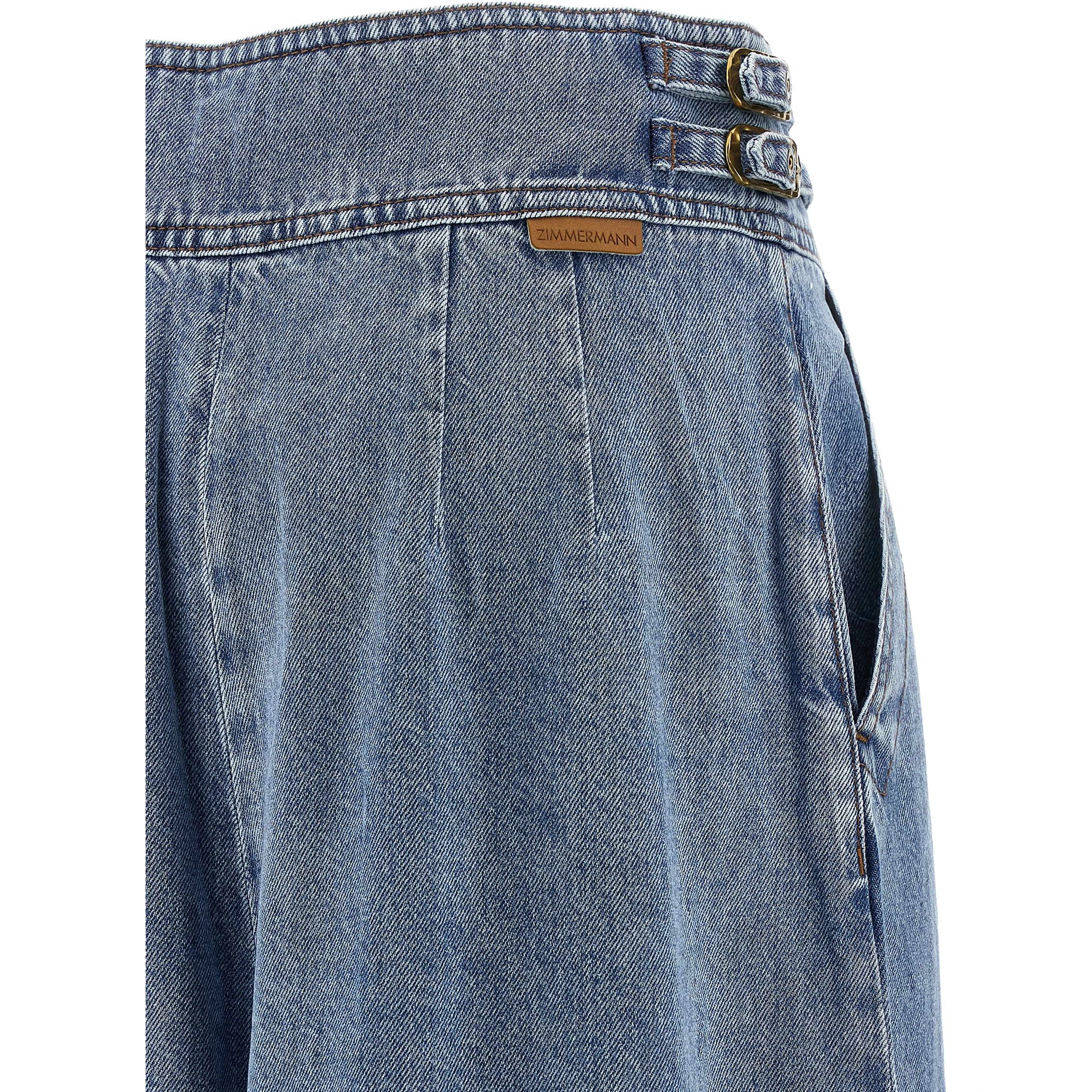 Blue Cotton Cropped Jeans
