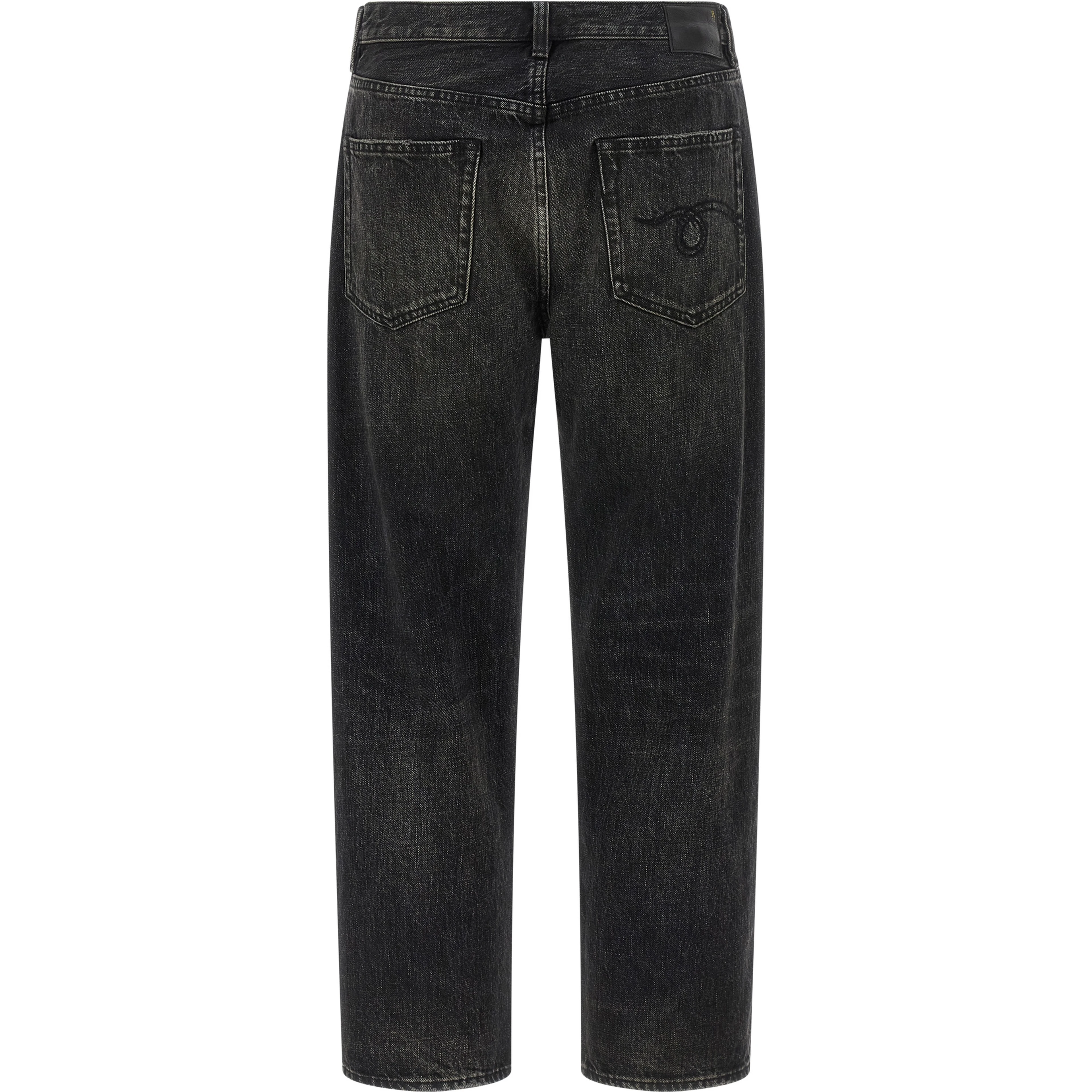 Black Cotton Straight-Leg Jeans