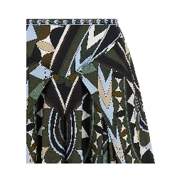 Multicolor Silk Midi Skirt