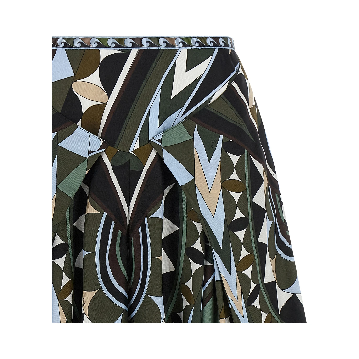 Multicolor Silk Midi Skirt