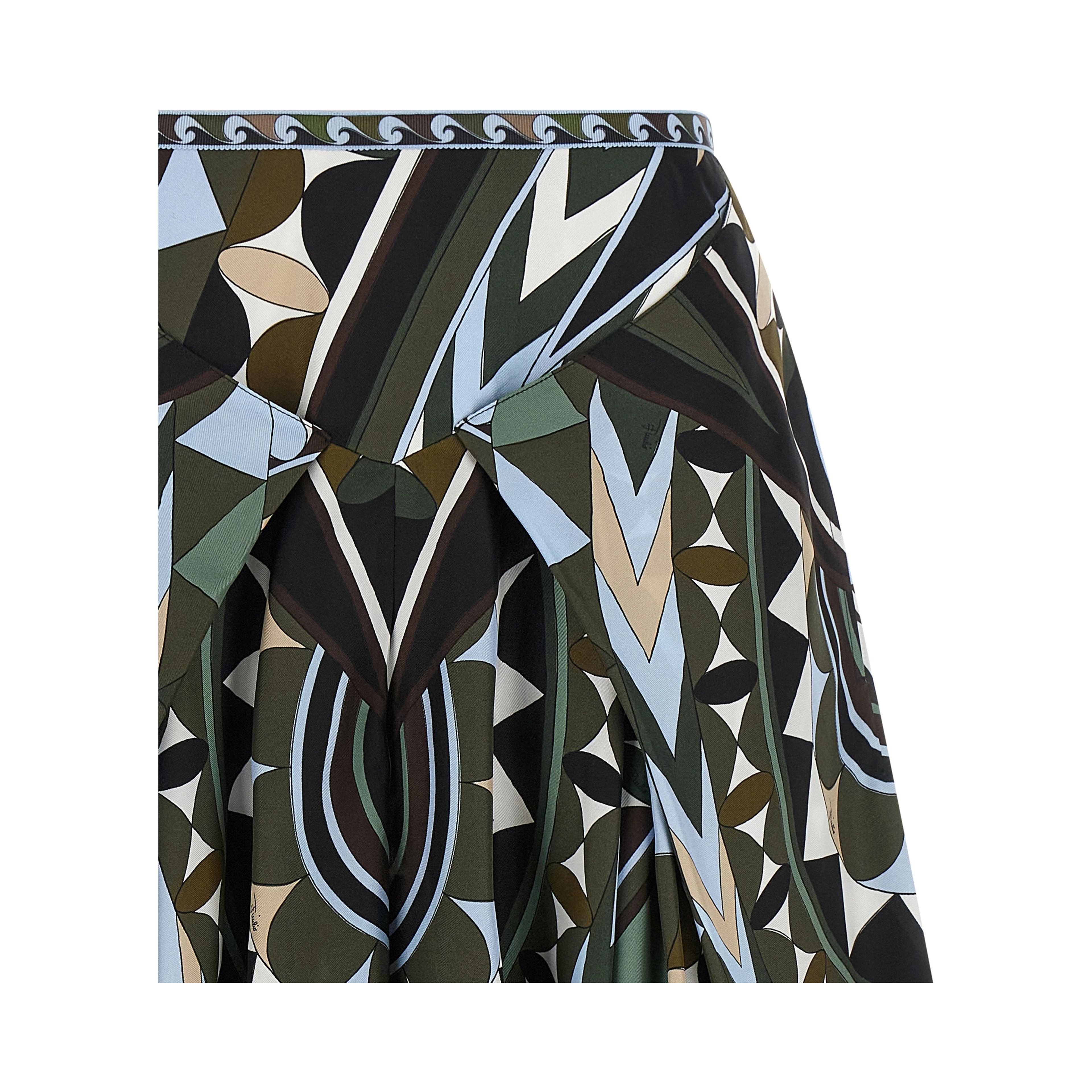 Multicolor Silk Midi Skirt