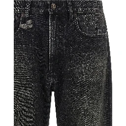 Black Cotton Straight-Leg Jeans