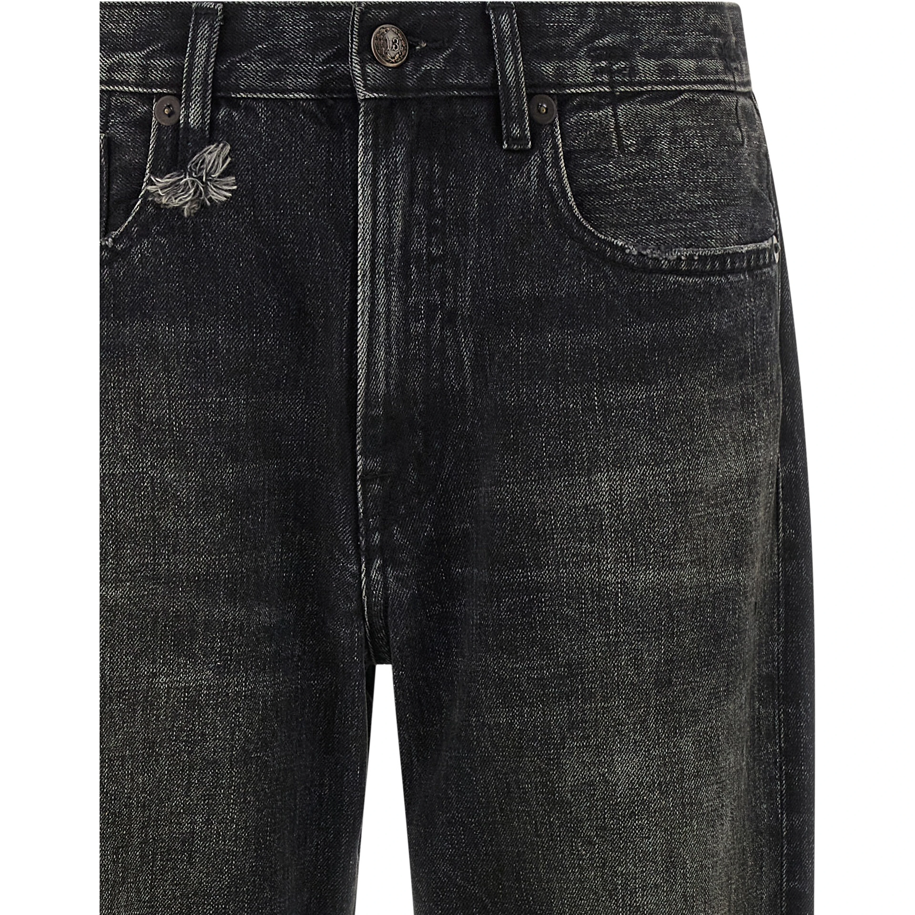 Black Cotton Straight-Leg Jeans