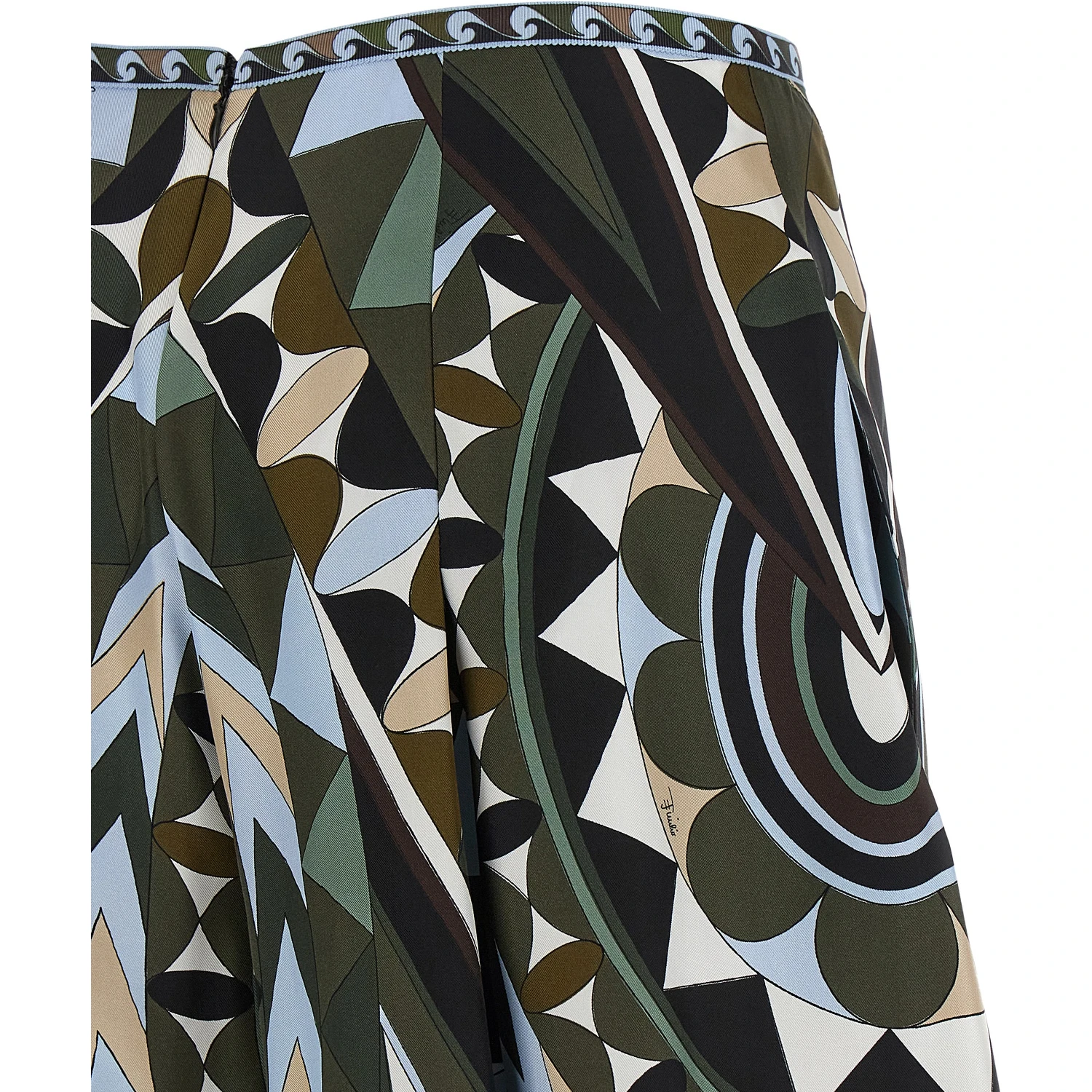 Multicolor Silk Midi Skirt