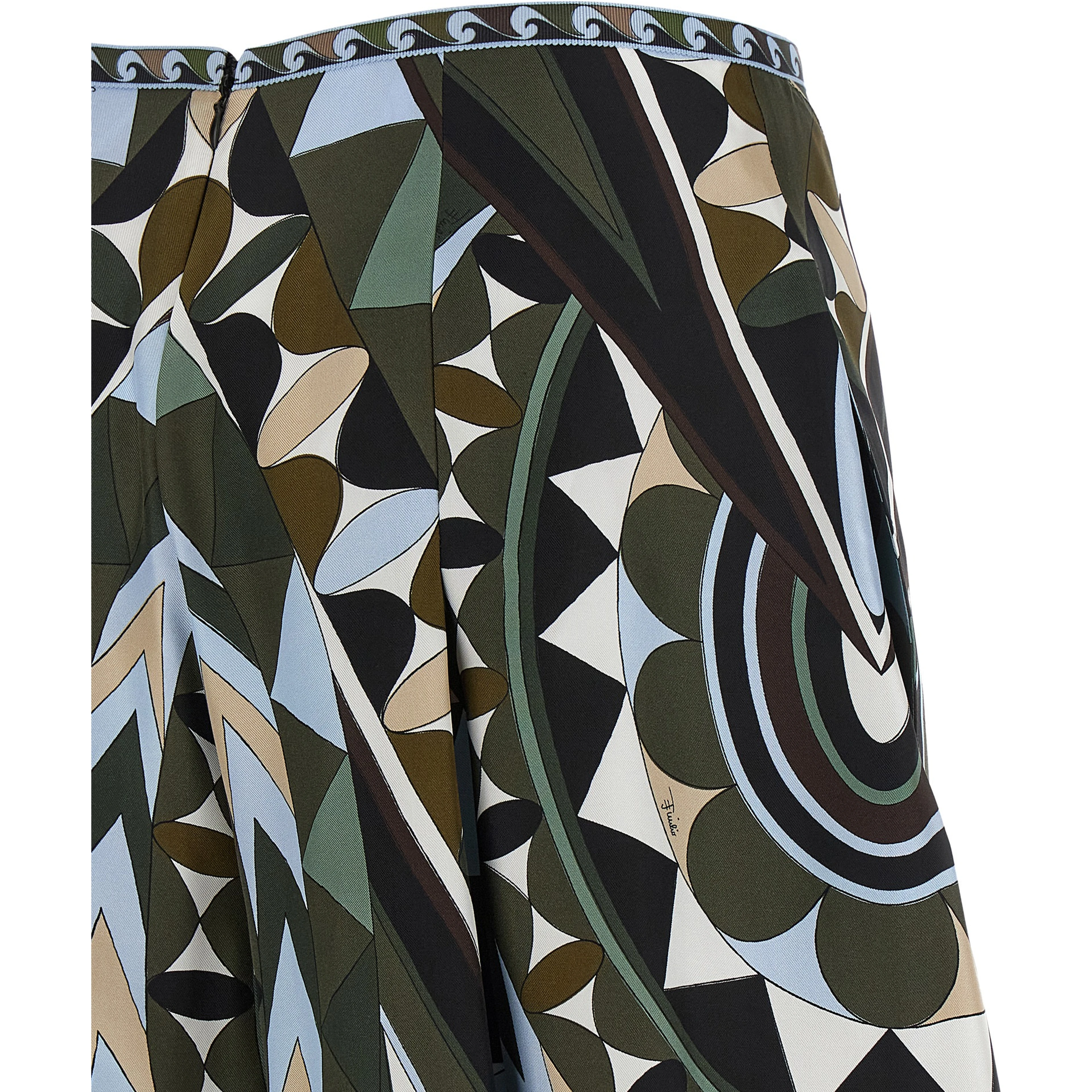 Multicolor Silk Midi Skirt