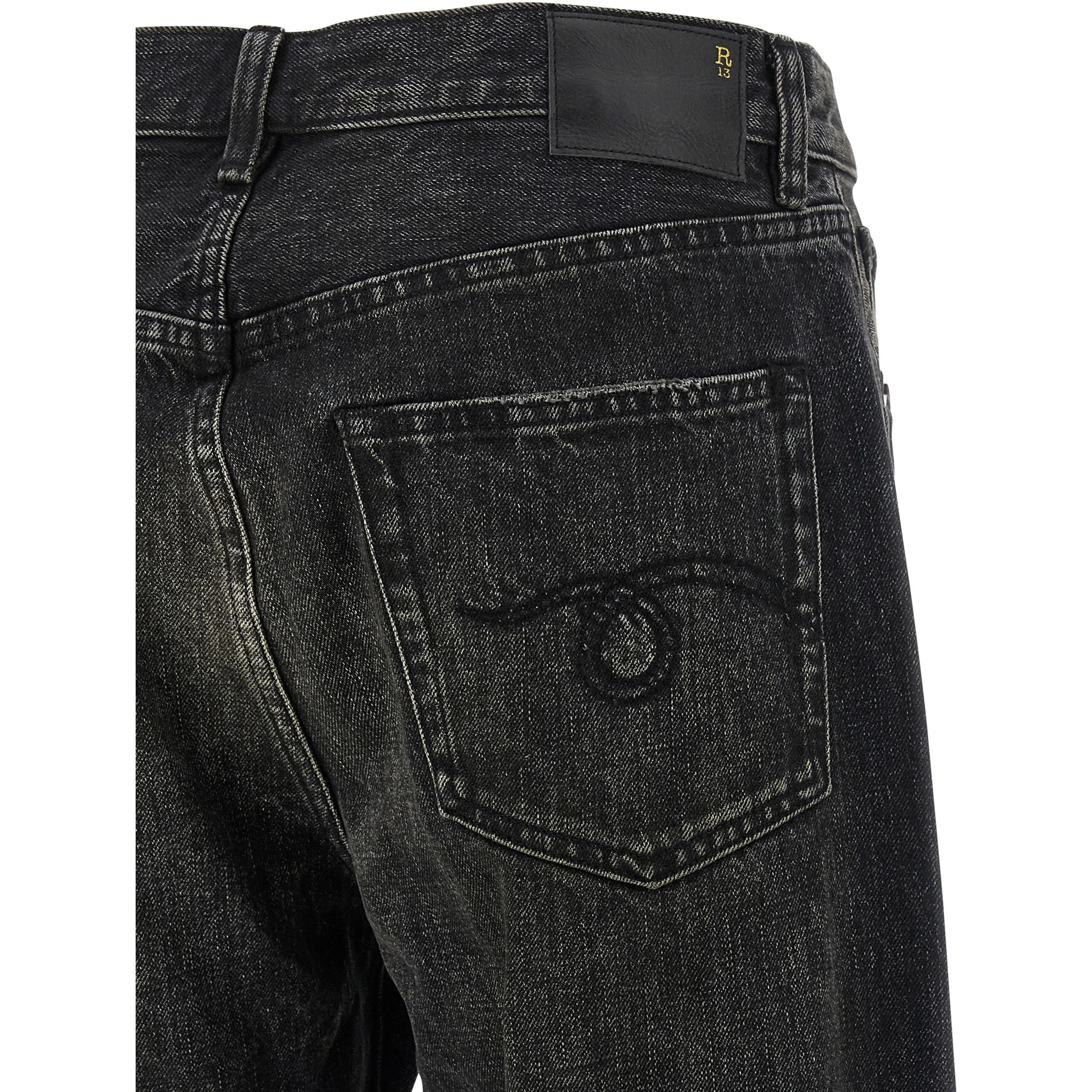 Black Cotton Straight-Leg Jeans
