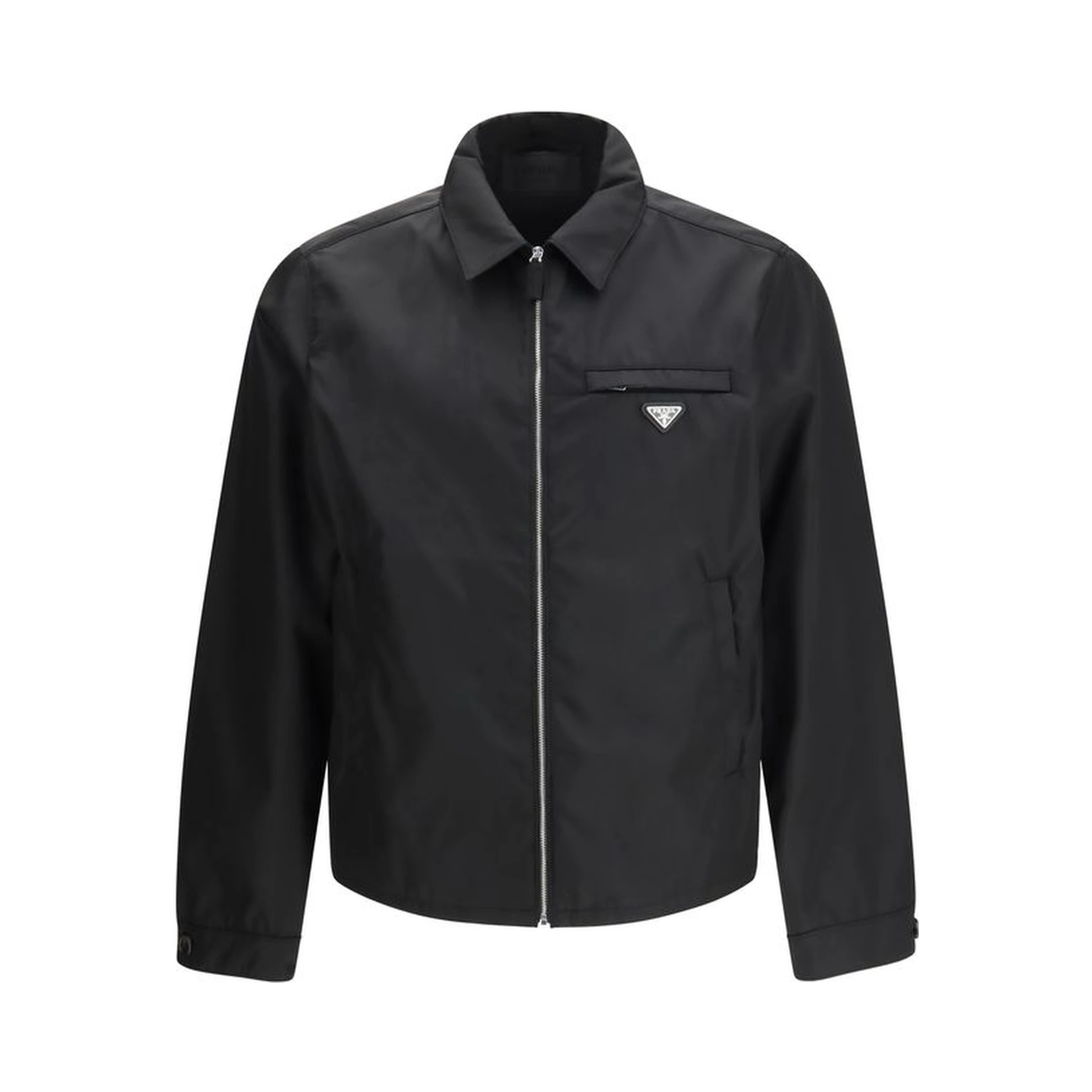 Black Recycled Polyamide Full-Length Jacket