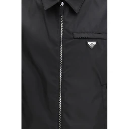 Black Recycled Polyamide Full-Length Jacket