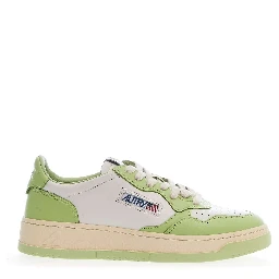Sneakers Medalist Low Bicolor In Pelle Bianca, Snap Green