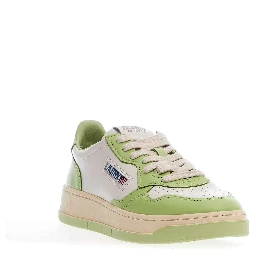 Sneakers Medalist Low Bicolor In Pelle Bianca, Snap Green