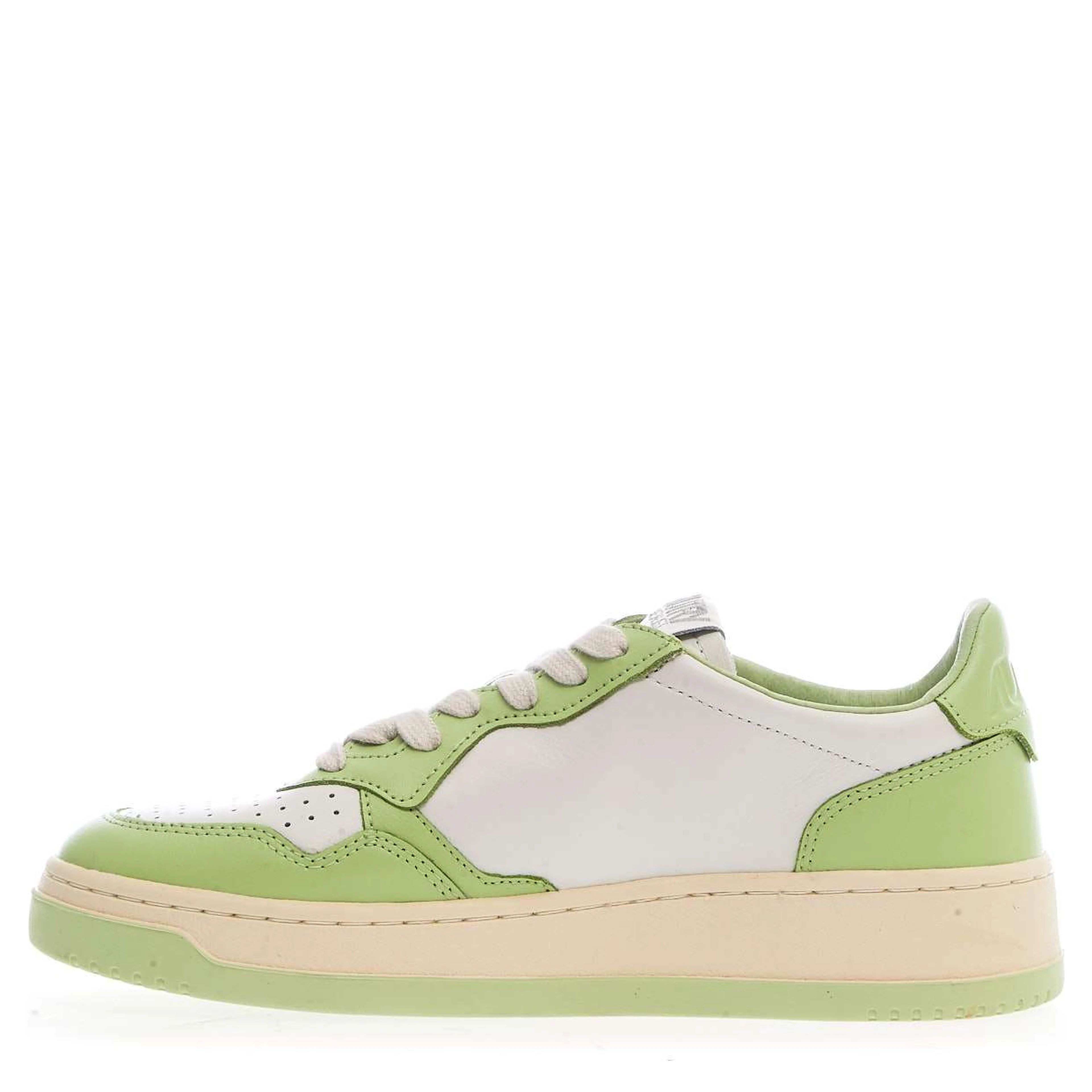Sneakers Medalist Low Bicolor In Pelle Bianca, Snap Green