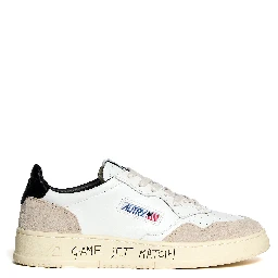 Sneakers Medalist Low In Pelle E Suede Bianca, Black Con Lettering