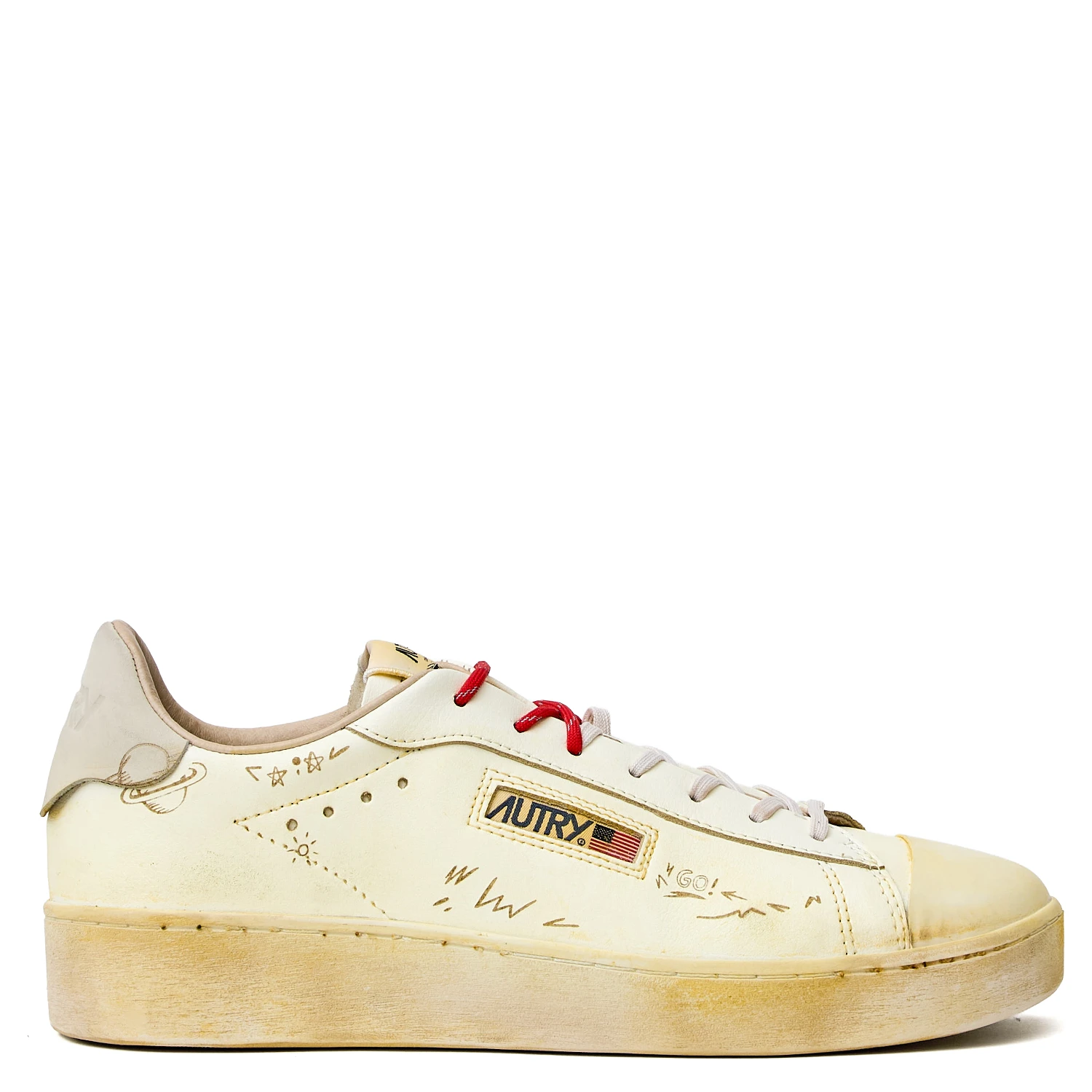 Sneakers Dallas Low Vintage In Pelle, Nabuk Marshmallow