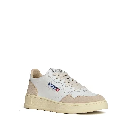 Sneakers Medalist Low In Pelle Bianca, Suede Beige