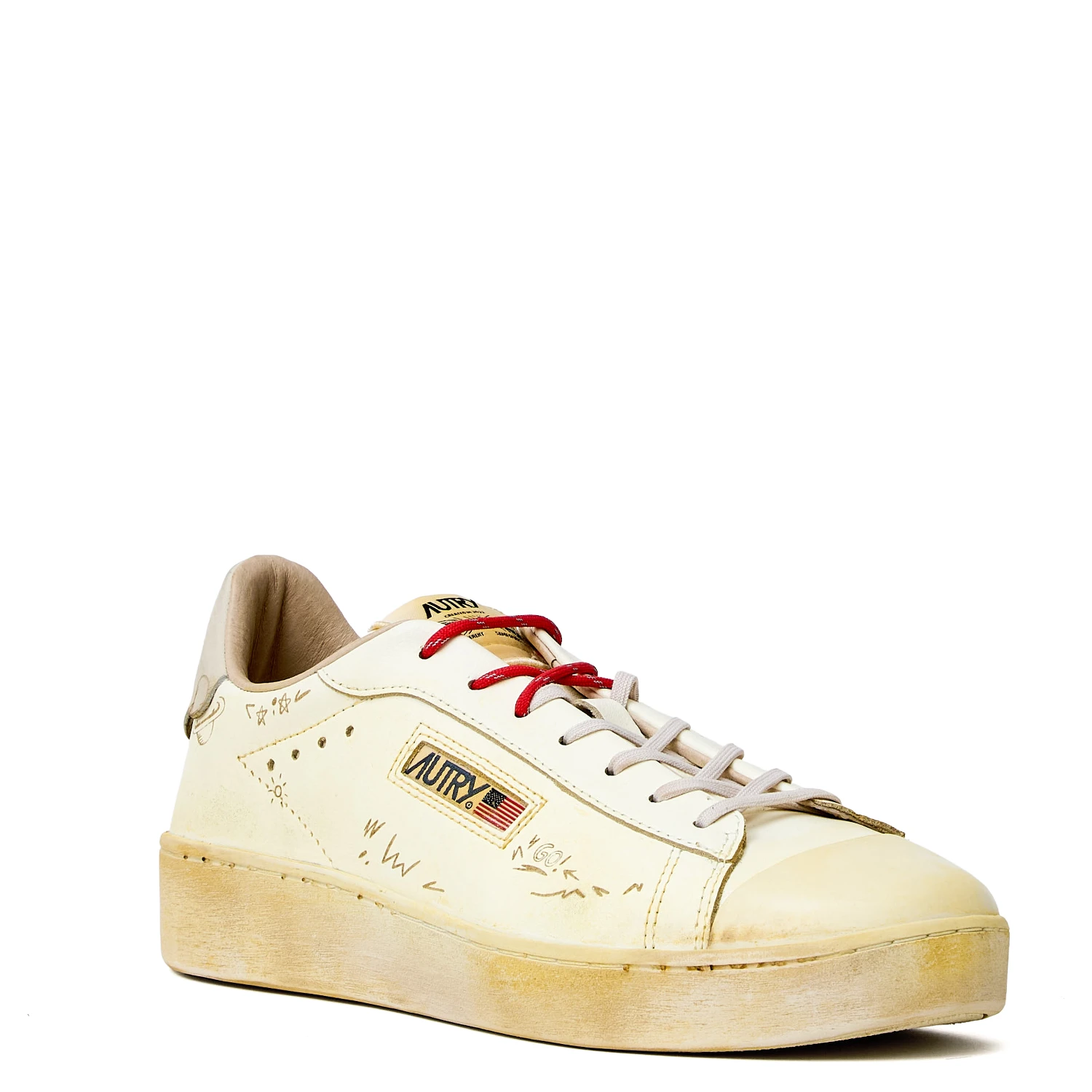 Sneakers Dallas Low Vintage In Pelle, Nabuk Marshmallow