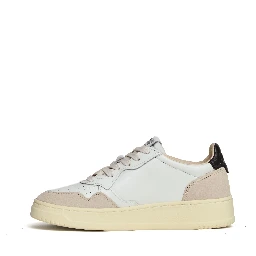 Sneakers Medalist Low In Pelle Bianca, Nera e Suede Beige