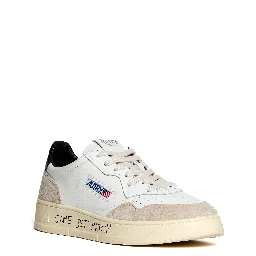 Sneakers Medalist Low In Pelle E Suede Bianca, Black Con Lettering