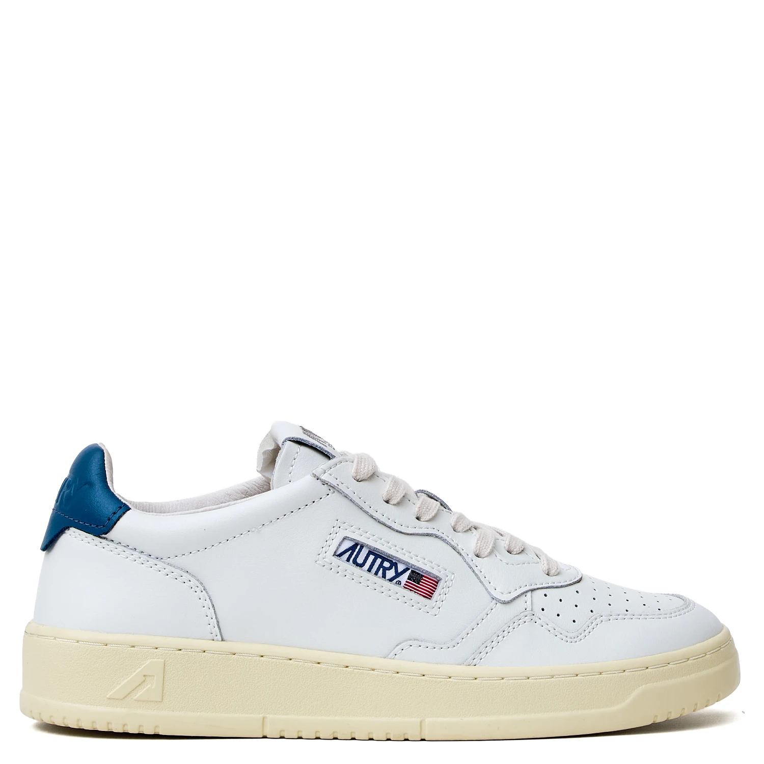 Sneakers Medalist Low In Pelle Bianca, Mallard Blue