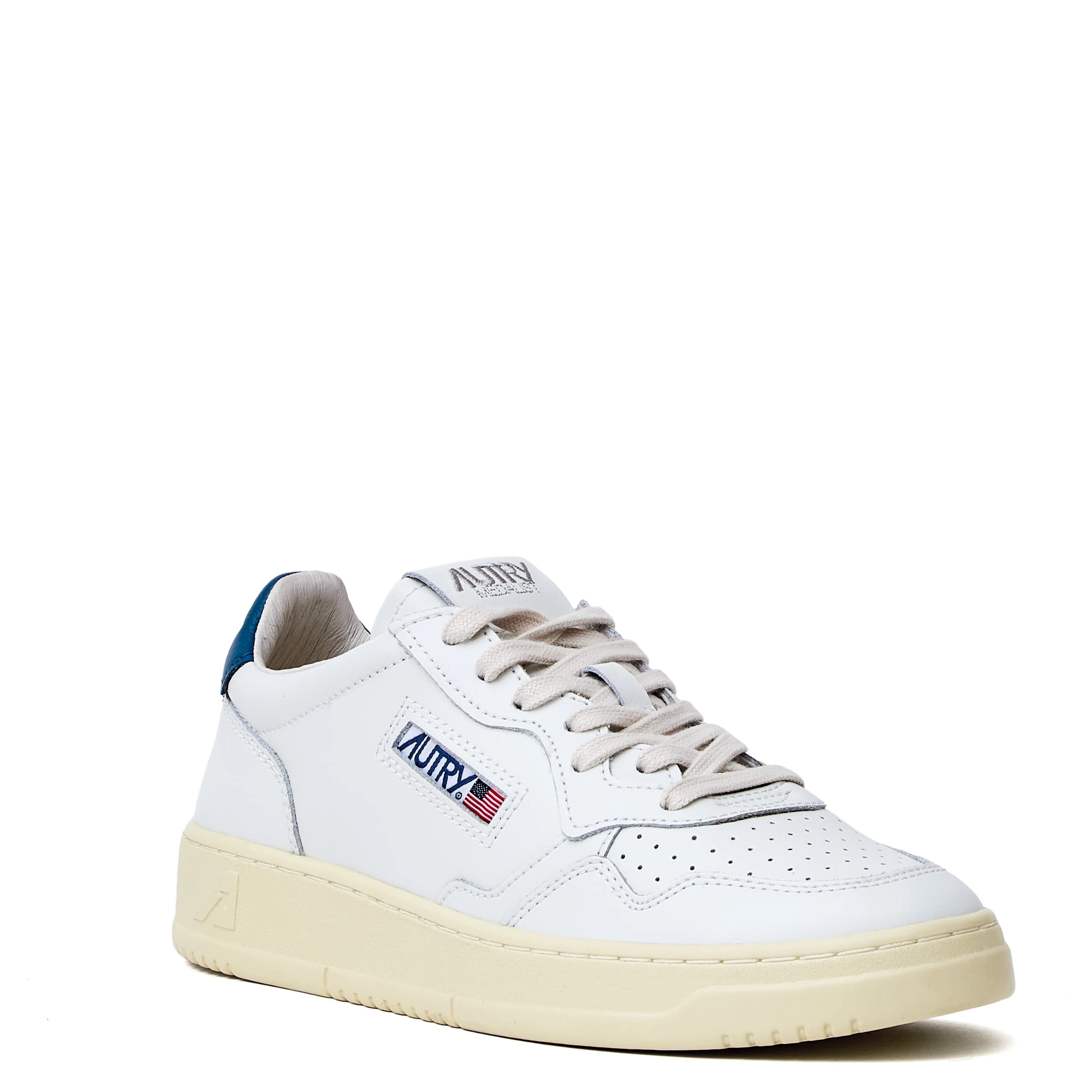 Sneakers Medalist Low In Pelle Bianca, Mallard Blue