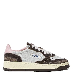 Sneakers Medalist Low In Suede Larminato Argento, Mustang Sugar