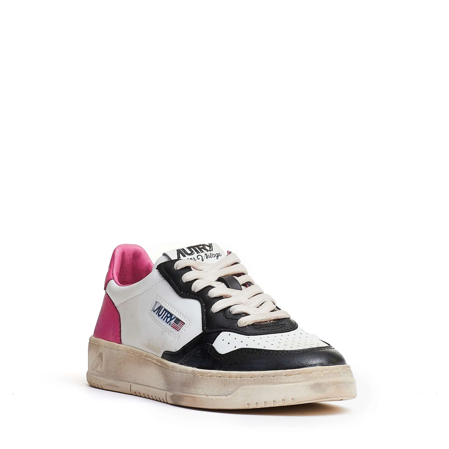 Sneakers Medalist Low Super Vintage In Pelle Black, Shock Pink