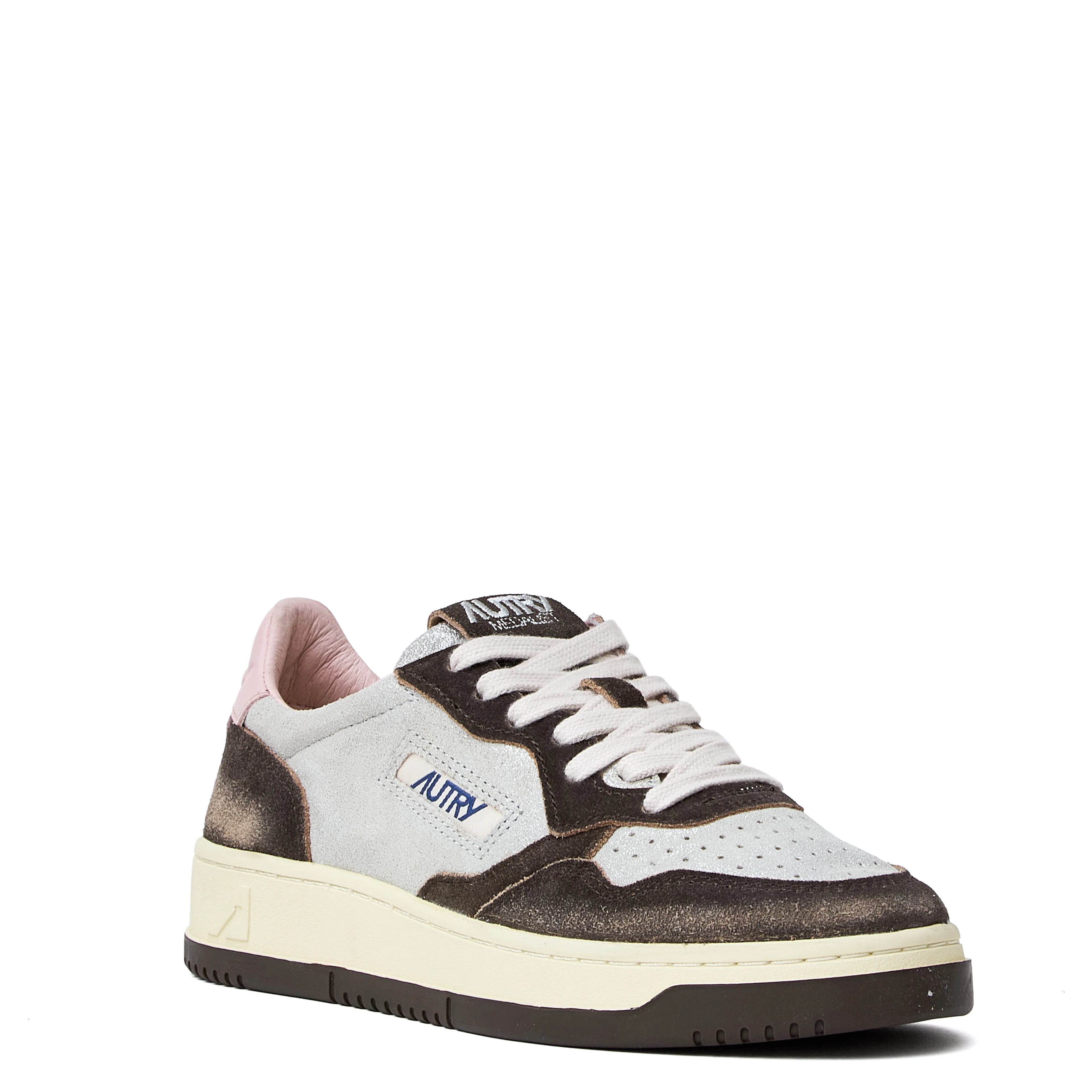 Sneakers Medalist Low In Suede Larminato Argento, Mustang Sugar