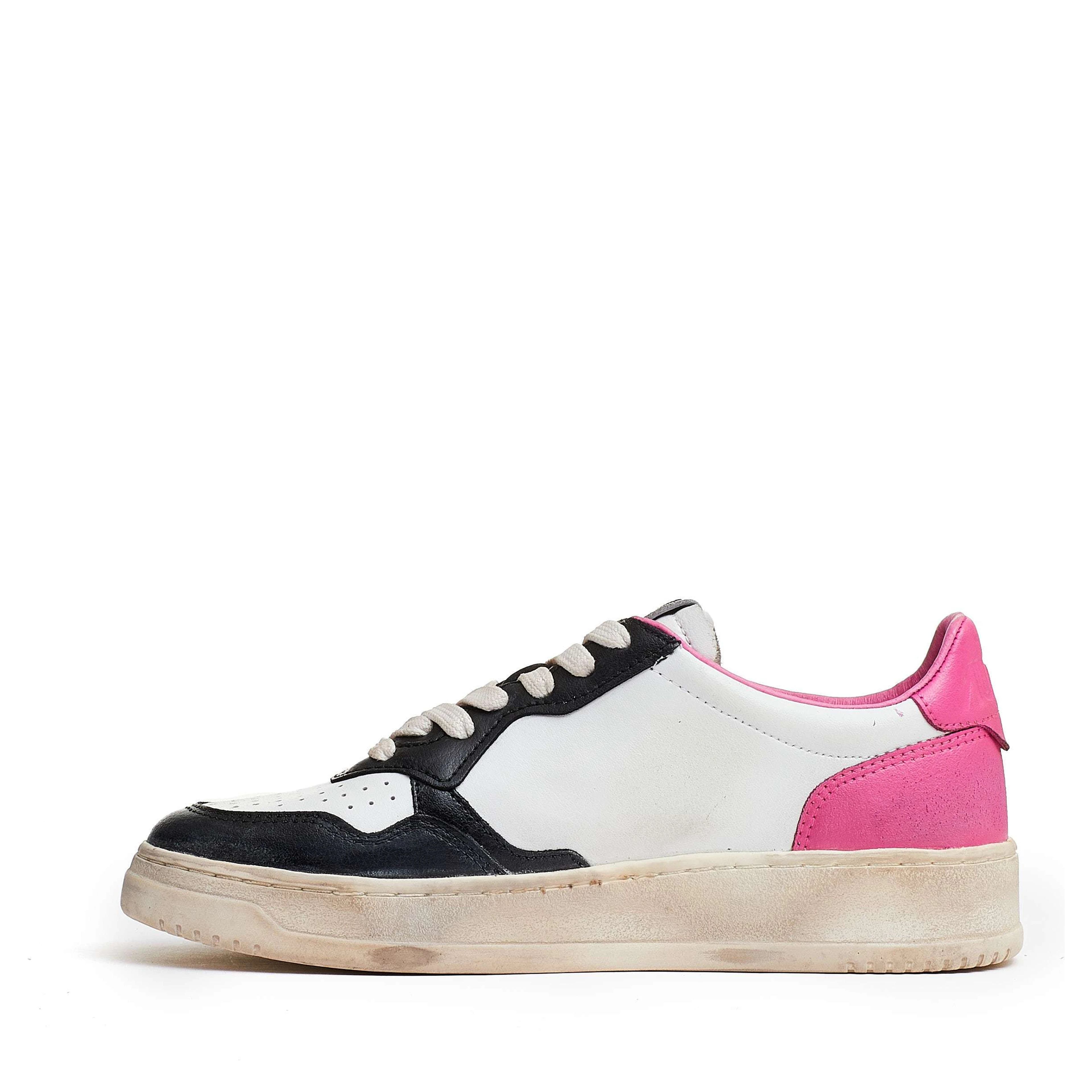 Sneakers Medalist Low Super Vintage In Pelle Black, Shock Pink