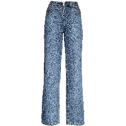 Croc Effect Straight Leg Jeans